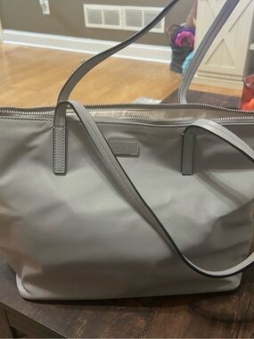 kate spade Gray Nylon Tote with Leather Trim